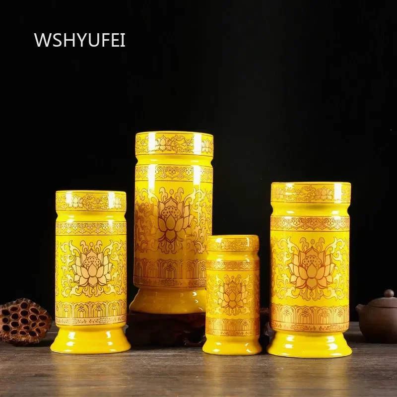 Ceramics Incense Bucket Traditional Buddhism Ornaments Buddha Hall Offer Table Accessories Home Creativity Desktop Flower Vase