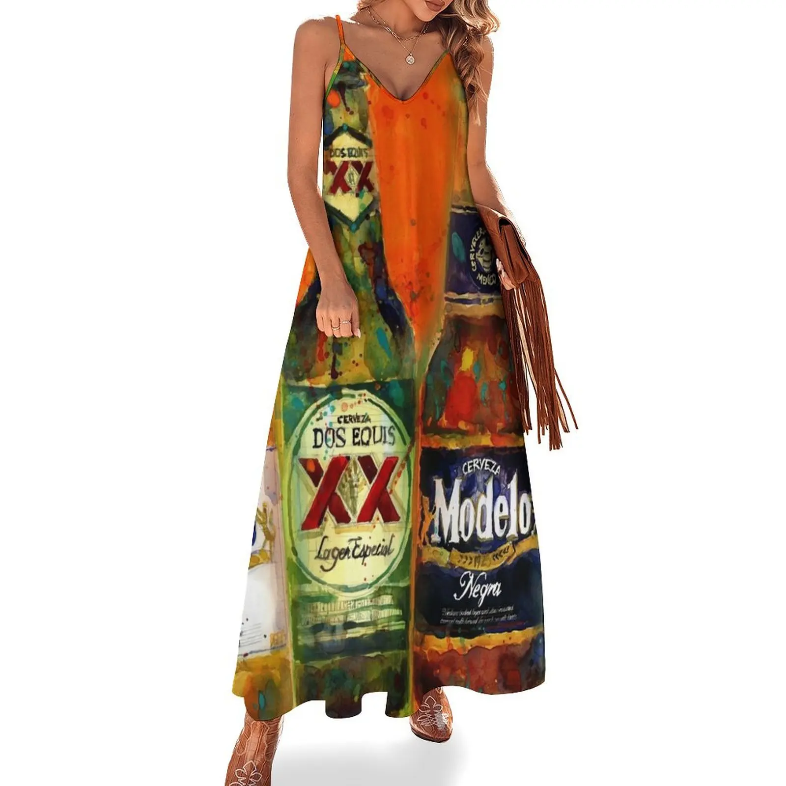 

Mexican Beers - Bright Colors - Bar Deco Sleeveless Long Dress dress women's summer dresses 2025 Dress