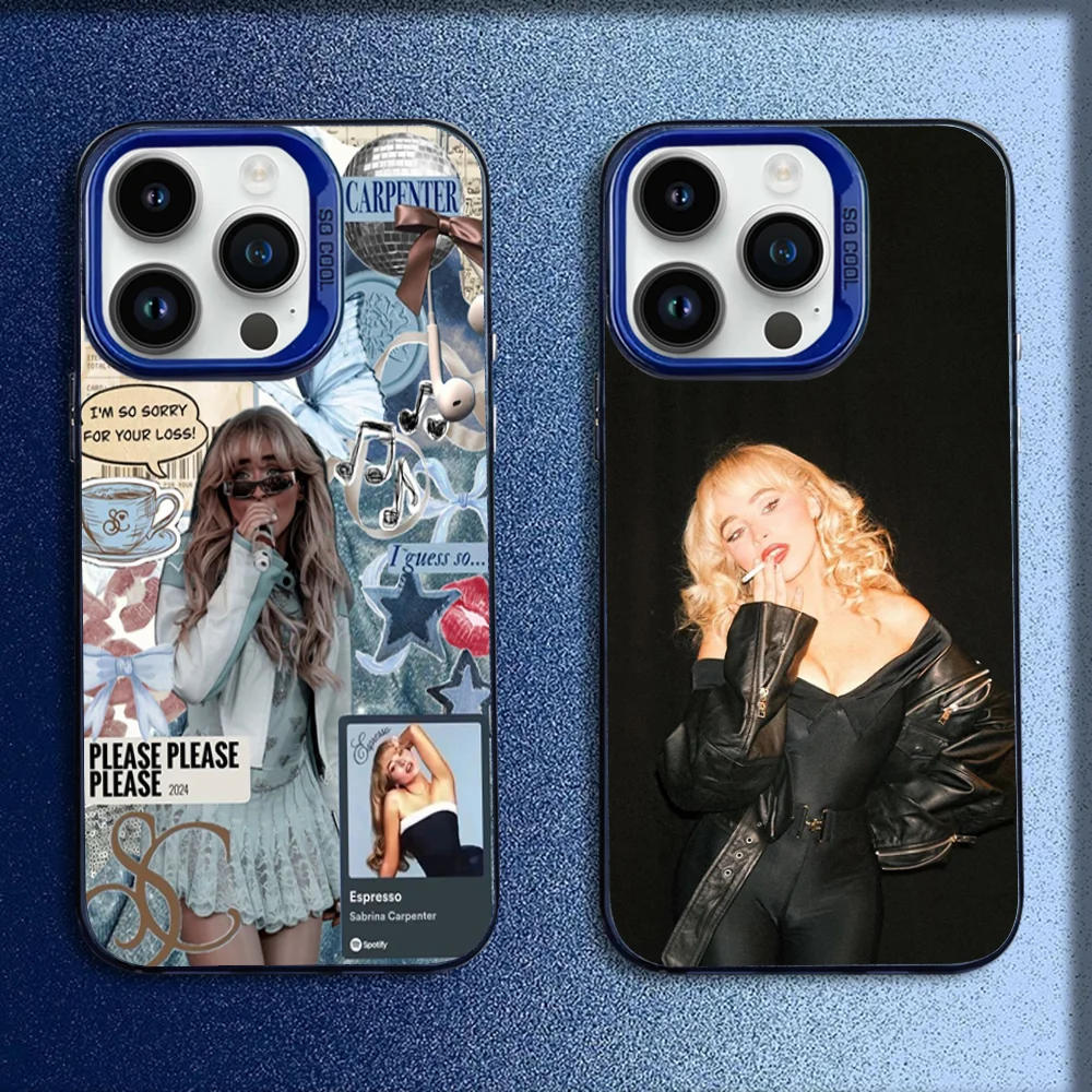 

Singer S-Sabrina C- Carpenter Phone Case For iPhone 16,15,14,13,12,11,Mini,Pro,E,MAX Blue Candy Matte Shockproof Cover