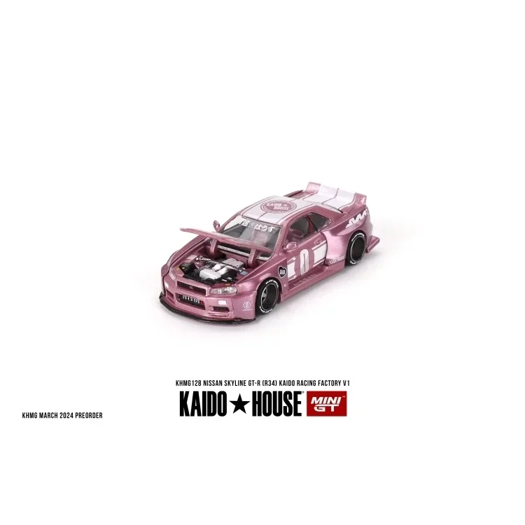 Instock Kaidohouse X Minigt 1:64 GTR R34 Pink No 0 Alloy Car