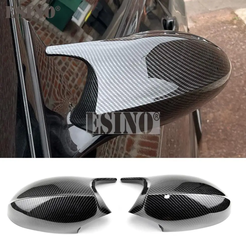 

2 x ABS Carbon Fiber Look Oxhorn Rearview Side Mirror Replacement Covers Cases For BMW E88 E81 E82 E90 E91 E92 Before Facelift