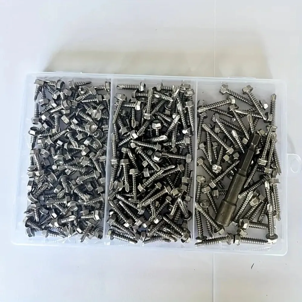 250 قطعة الإمبراطوري/SAE عرافة غسالة رئيس مسامير الحفر الذاتي 410 الفولاذ المقاوم للصدأ الحفر الذيل مسامير بالجملة ل عبر الحدود #2