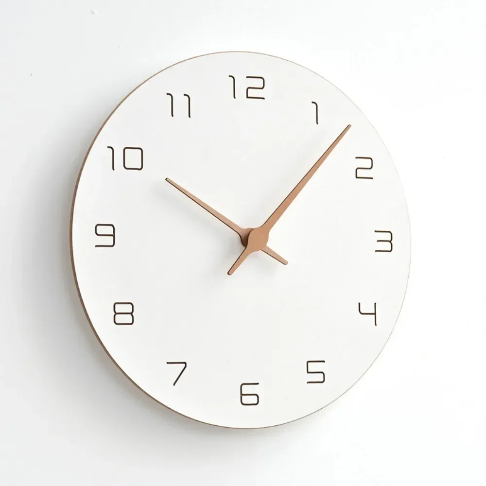 MJK Creative Watch Nordic Wall Clock Living Room Modern and Simple Household Silent Atmosphere Wooden Fashion Clock Wall Watch