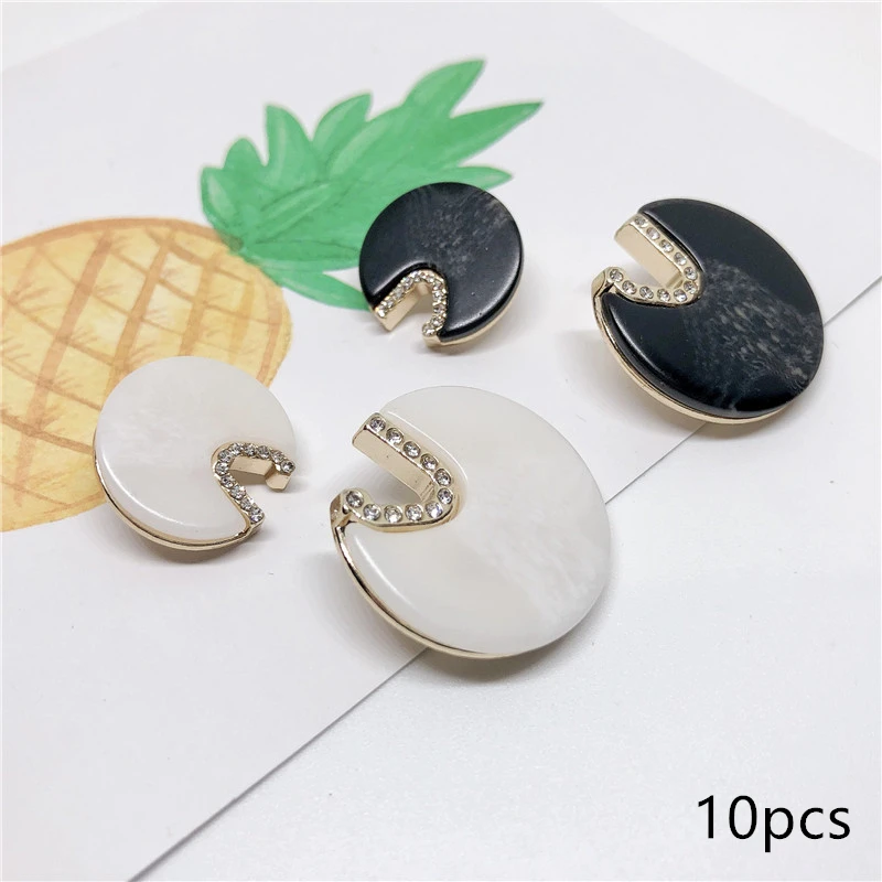 Women's Round Notch Diamonds Button Up Shirt Decorative Buttons for Clothing, Sewing Supplies and Accessories, Fashion