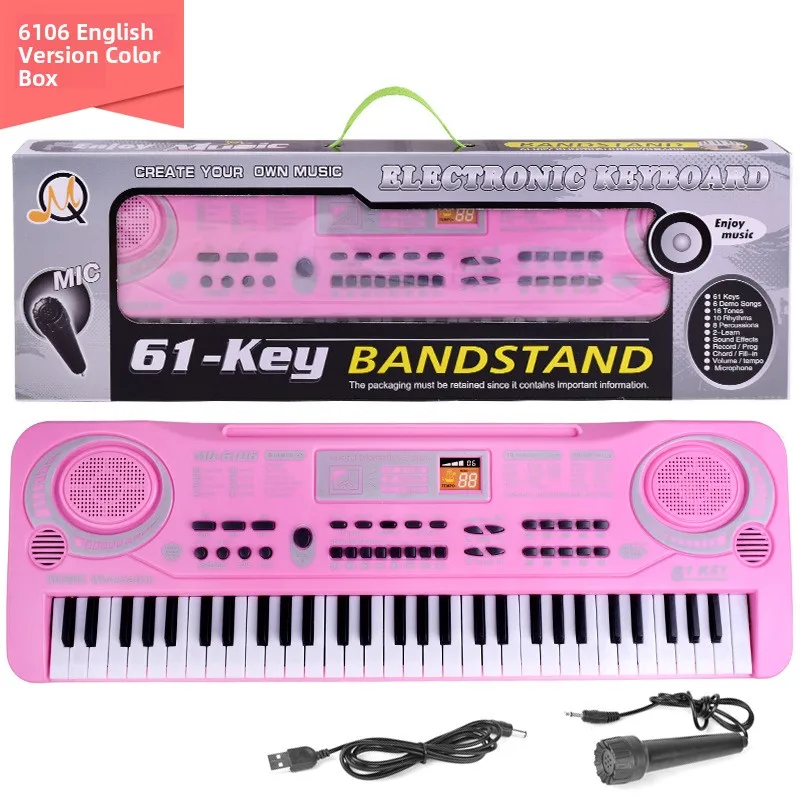 Elektronische piano met 6 toetsen, multifunctioneel en piano, vroege Eon-muziekinstrumentspeelgoed voor jongens en meisjes