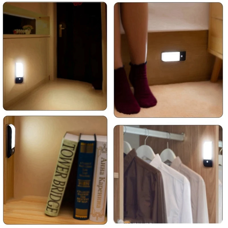 2 Stuks 12 Led Usb Oplaadbare Pir Bewegingssensor Kast Nachtlampje Lamp