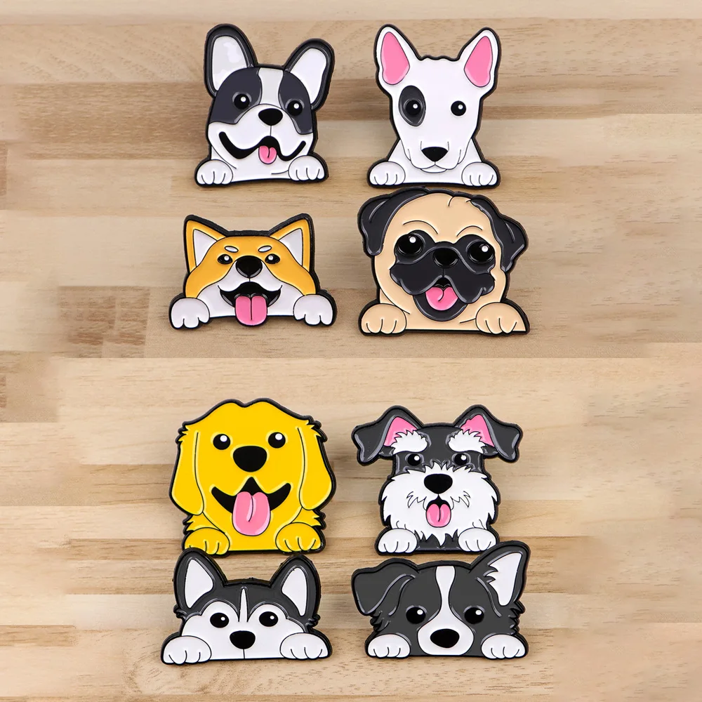 Cartoon Pet Dog Series Brooches for Clothing Lapel Pins for Backpack Cute Enamel Pins Men Women Metal Badges Fashion Accessories