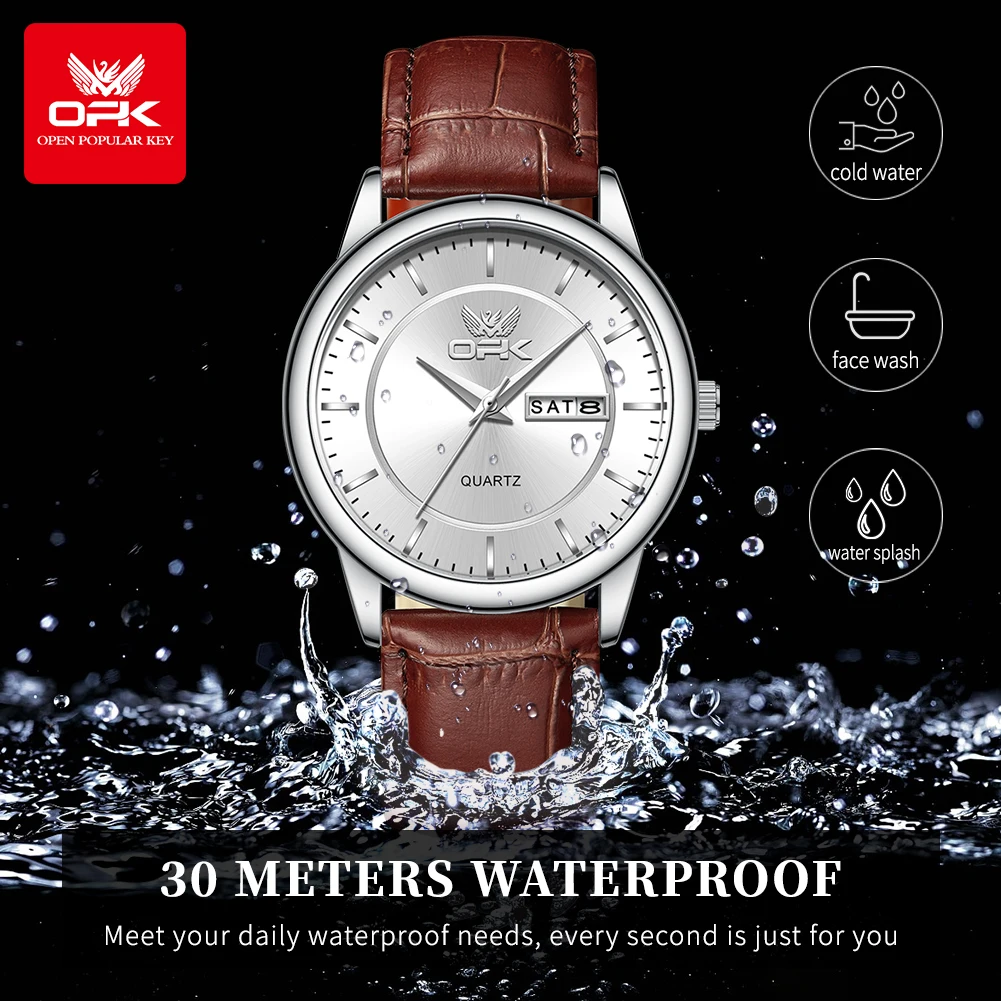 OPK 6022 Watches For Men Waterproof Luxury Quartz Watch  Luminous Wristwatch Automatic Watch Dual Calendar Display Reloj Hombre