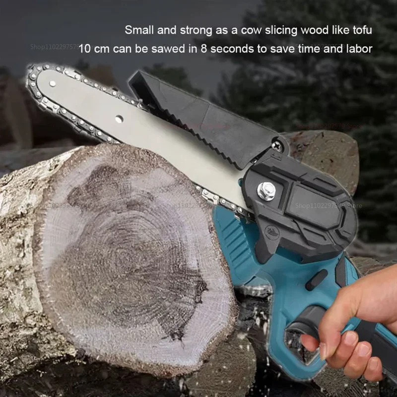 

6 Inch Cordless Electric Chainsaw Battery Powered Handheld Garden Log Wood Cutting Tool for 18V Battery No Battery
