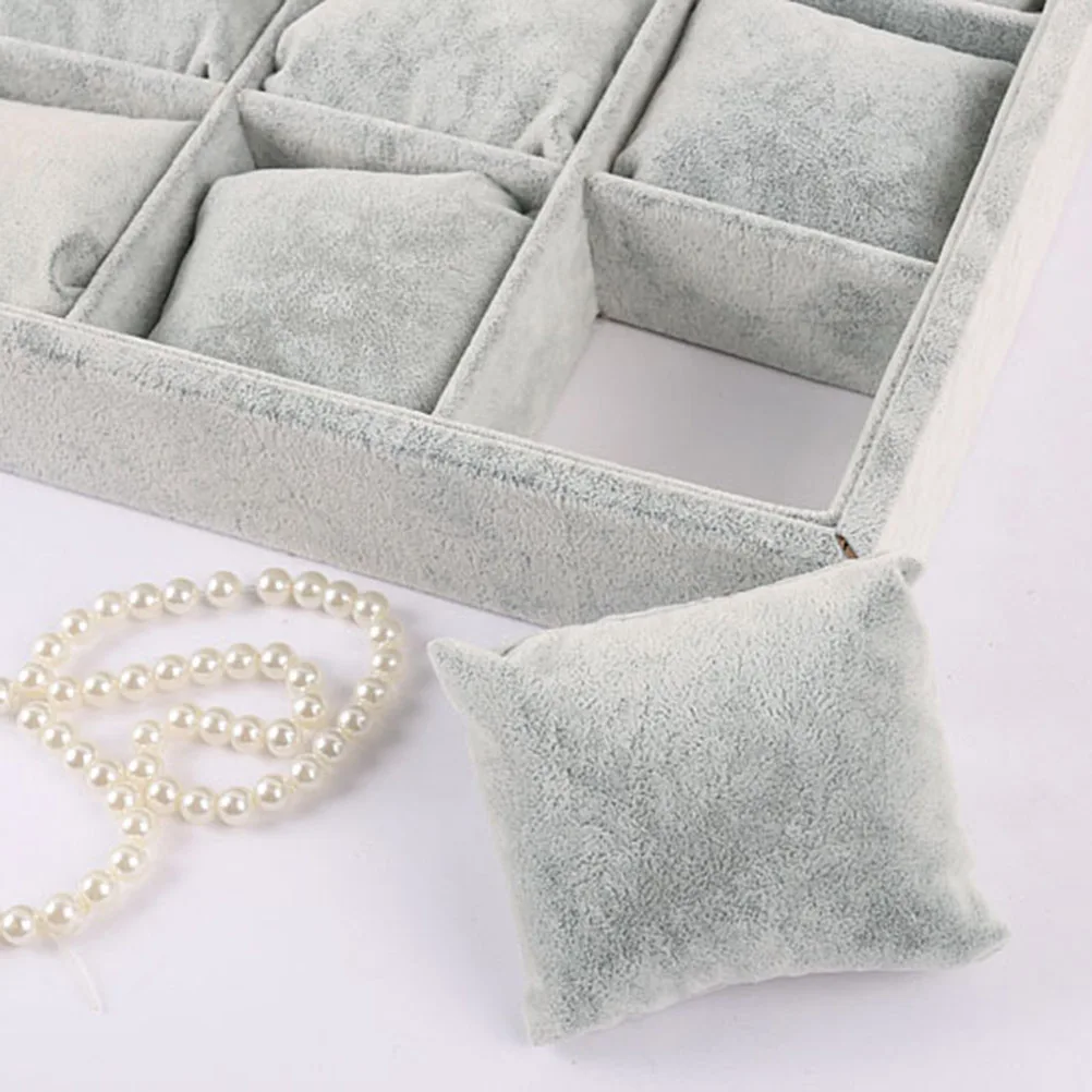 1pc Jewelry Tray 12 Compartments With Pillows Grey For Ring Earring Watch Storage Organizer Case Jewelry Packaging Display