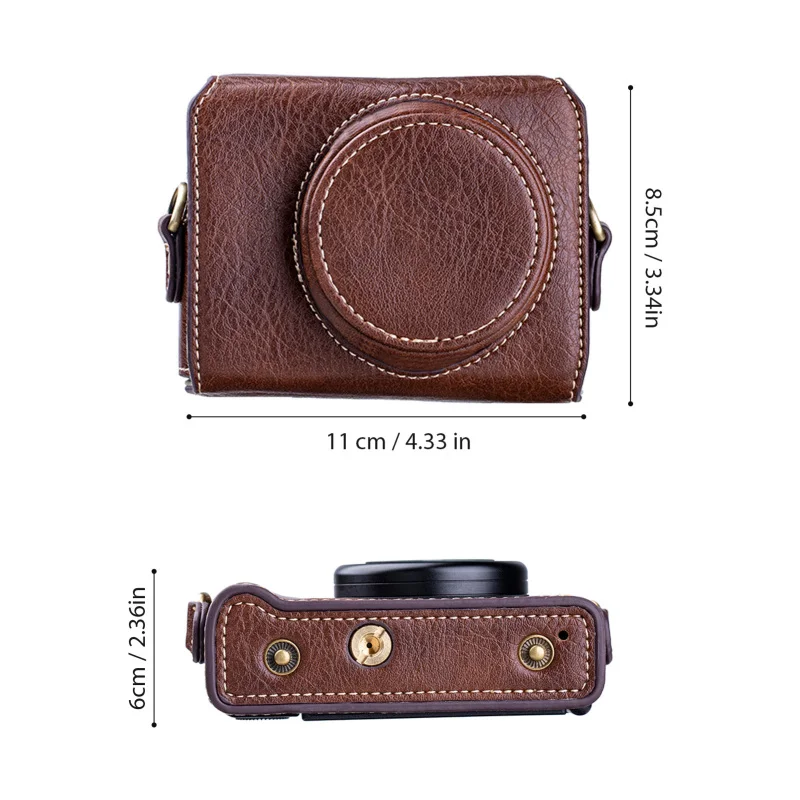 Digital Camera Protective Case PU Leather Camera Storage Bag with Removable Shoulder Strap Compatible with Sony ZV1