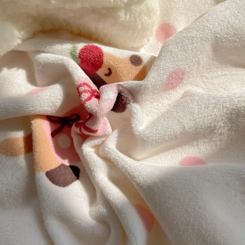 Coperta da tiro calda bassotto cartone animato Tema animale carino Copriletto da camera per ragazze e donne Coperta a pois rosa per campeggio da