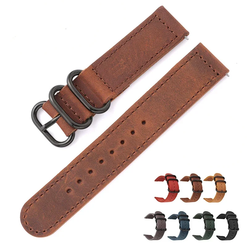 Cinturino in pelle Crazy Horse per Samsung Galaxy Watch 7/6/5/4/FE Bracciale vintage per Huawei watch GT 5-4-3-pro18mm 20mm 22mm cinturini