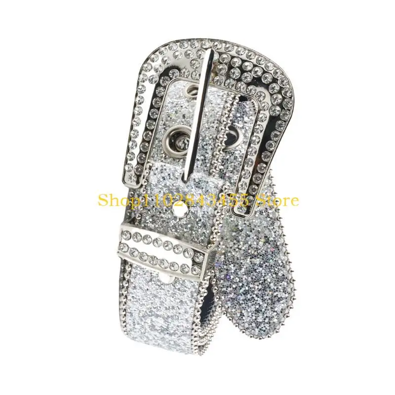 حزام خصر بإبزيم من حجر الراين للمراهقين من 49MC لمحبي موسيقى الروك، حزام خصر مزين بالترتر، حزام هاراجوكو