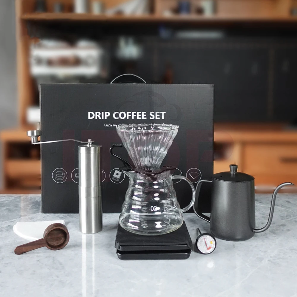 drip accessories gift travel bag set new design coffee grinder Wholesale Stainless Steel Coffee set Pour Over Coffee kettle Tool