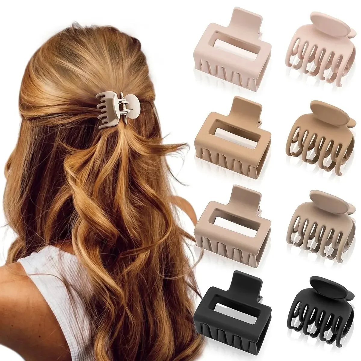 Pinzas en forma de garra para el pelo para mujer, 2 uds., pinzas de cangrejo, pinzas para el pelo de Color sólido, horquillas para mujer, tocado, accesorios para el cabello