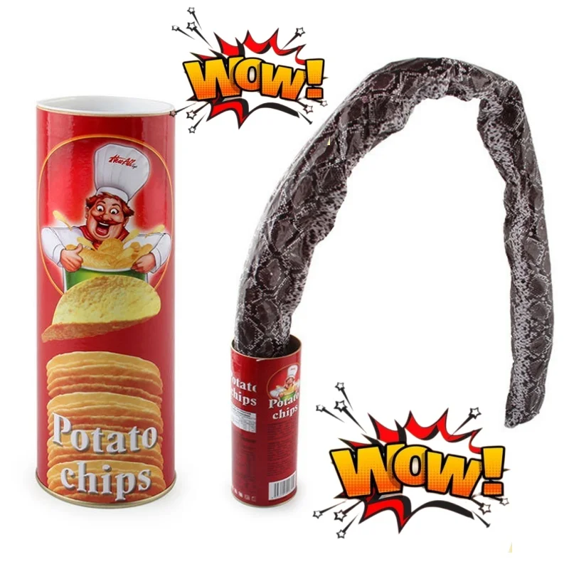 The Potato Chip Snake Can Jump Spring Toy Gift April Fool Day Halloween Party Decoration Jokes in A Gag Prank Large Size