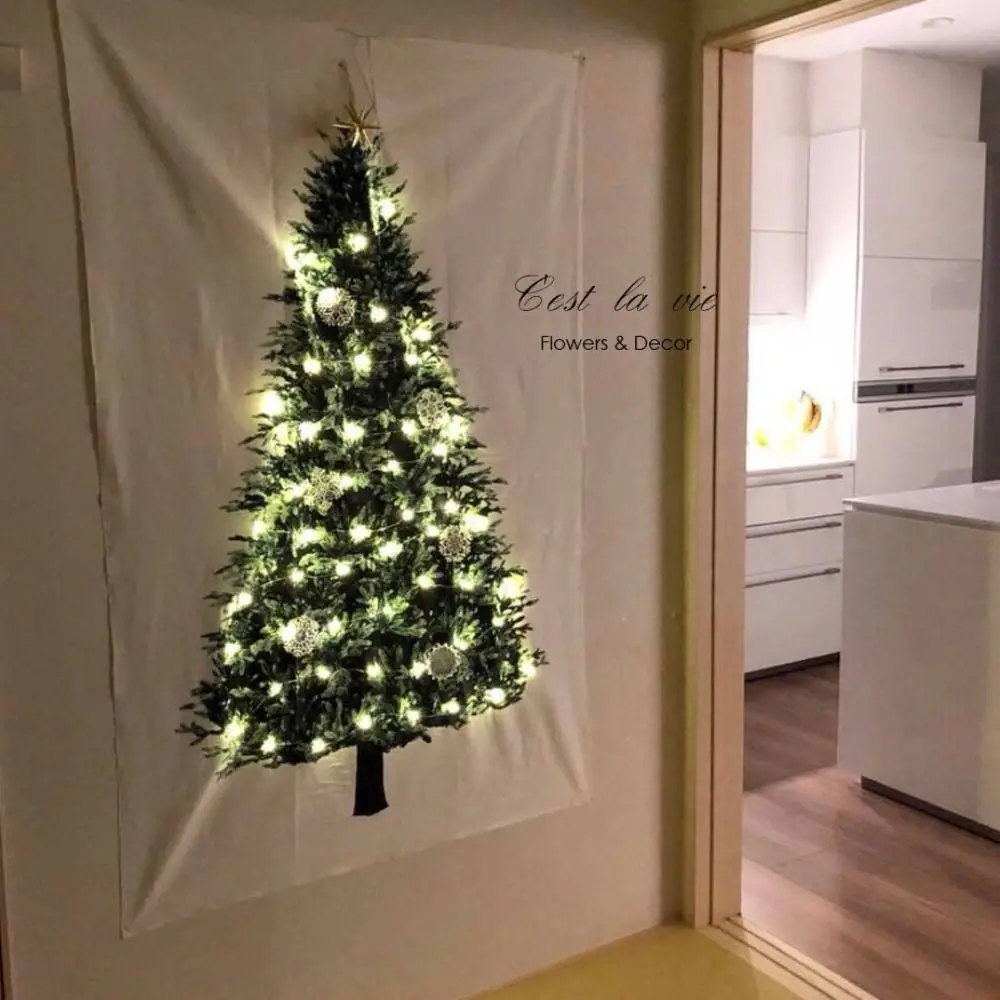 

Pine Tree Design Christmas Tapestry High Quality Simple Design Wall Cloth Vintage Holiday Art Festival Hanging Cloth