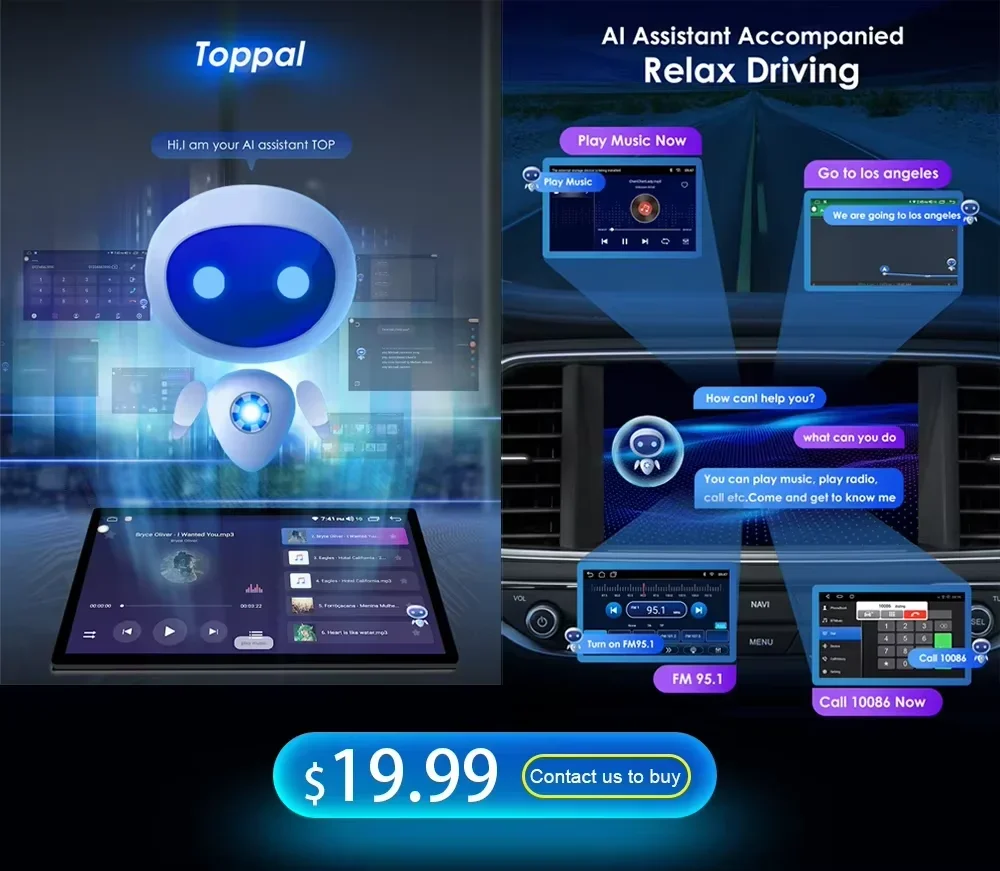 Seulement un code actif pour une assistant vocal AI intelligent pour tous les stéréo de radios Android Hizpo dans notre boutique.