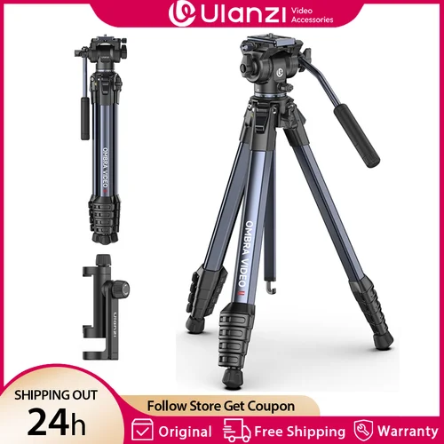 Trípode de viaje Ulanzi OMBRA VIDEO II 1.57M con 360 ° Trípode de cámara de liberación rápida Arca con cabeza de bola panorámica, compatible con disparo de ángulo bajo