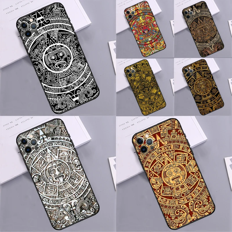 Mayan Calendar Case For iPhone 15 16 Pro Max 12 13 Mini 11 14 16 Pro Max XS X XR 7 8 Plus Cover Coque