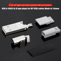 High-end Tellurium Copper Rose Gold Gold/Silver Plated USB Connector Type A-B USB Plug DIY USB Cable soldered Connector Jack