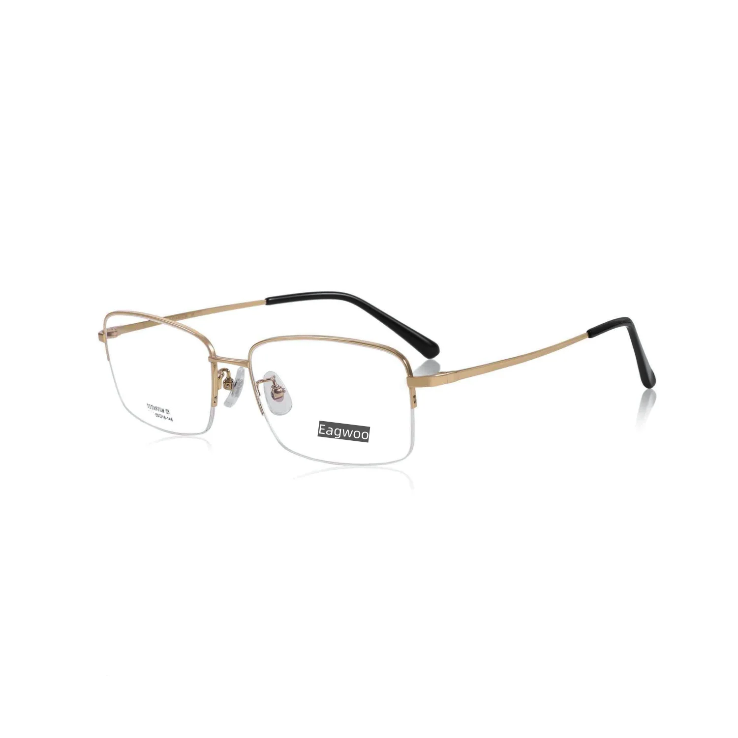 نظارات طبية من التيتانيوم النقي بإطار بصري نصف حافة، وجه عريض 60 مم مناسب #5