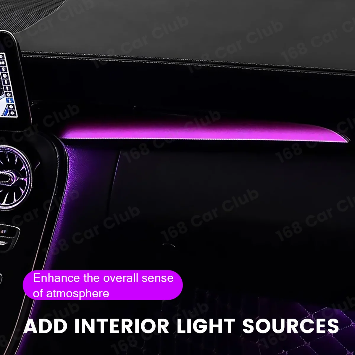 LED Copilot Lamp Ambient Light For Mercedes Benz Car W205 X253 C43 C63 Coupe GLC C-class 64 Color RGB Passenger Instrument Panel