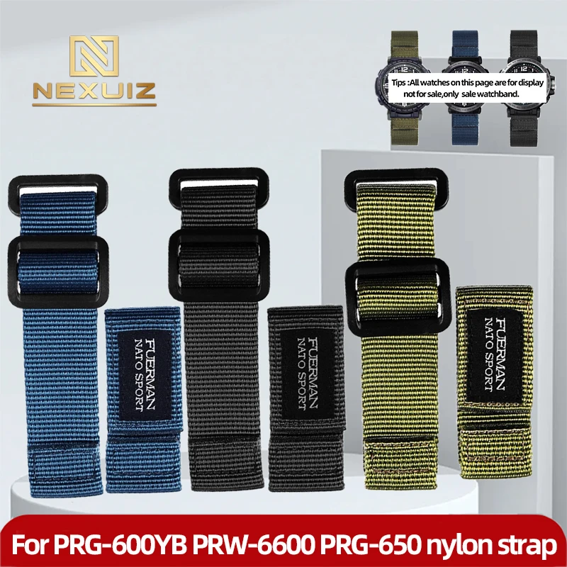 

Nylon Watchstrap For Casio PRG-600YB PRW-6600 PRG-650 Canvas Watchband With Men's 24mm Armygreen Black Blue Watch Accessory