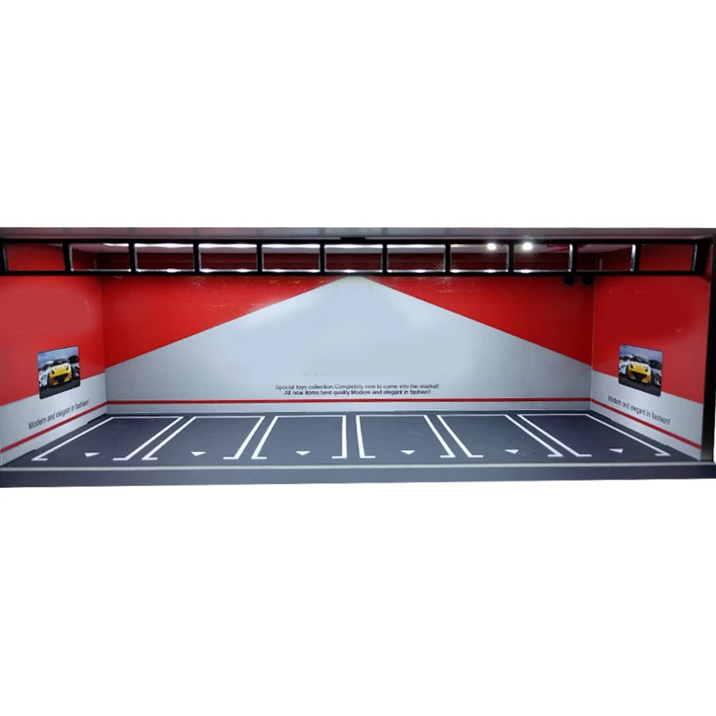 1:64 Car Garage Diorama Model Assemble LED Lighting Vehicle Parking Lot Miniatures Backdrop Display Scene Toy Collection Gifts