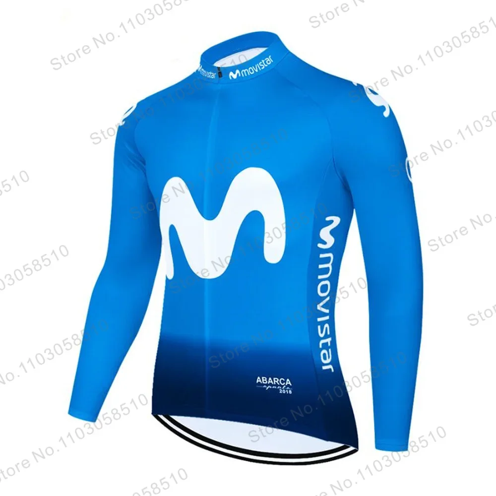 Movistar 2023 Herfst Fietsshirt Wielerkleding Sport Ademende Jersey Jas Mannen Racefiets Fiets Jersey Jersey