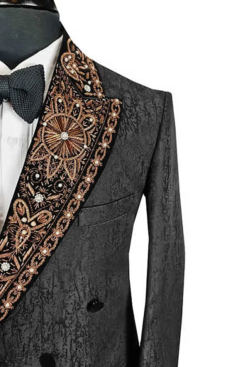 Fashion Wedding Men Suit Business Men Wear Tailor-Made Crystal Neck Tuxedo 2 Pcs Coat Pants Party Singer Groom Suits Customized