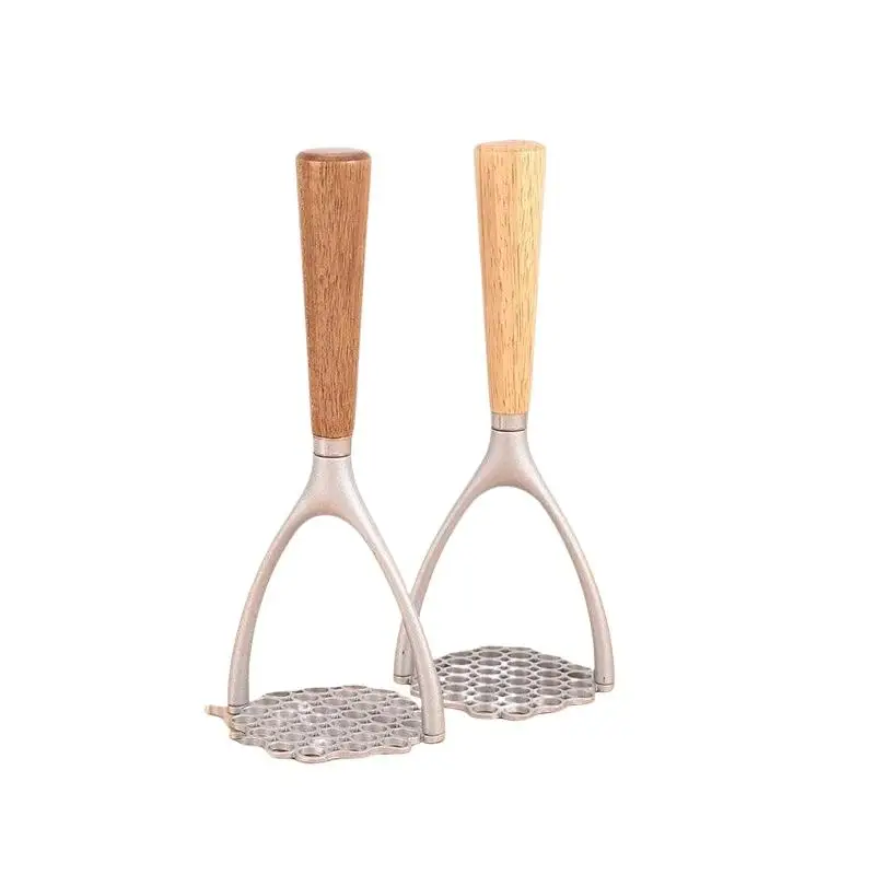 Aluminum Manual Potato Masher Wooden Handle Vegetable Fruit Garlic Press Ricer Household Kitchen Food Crushing Gadget