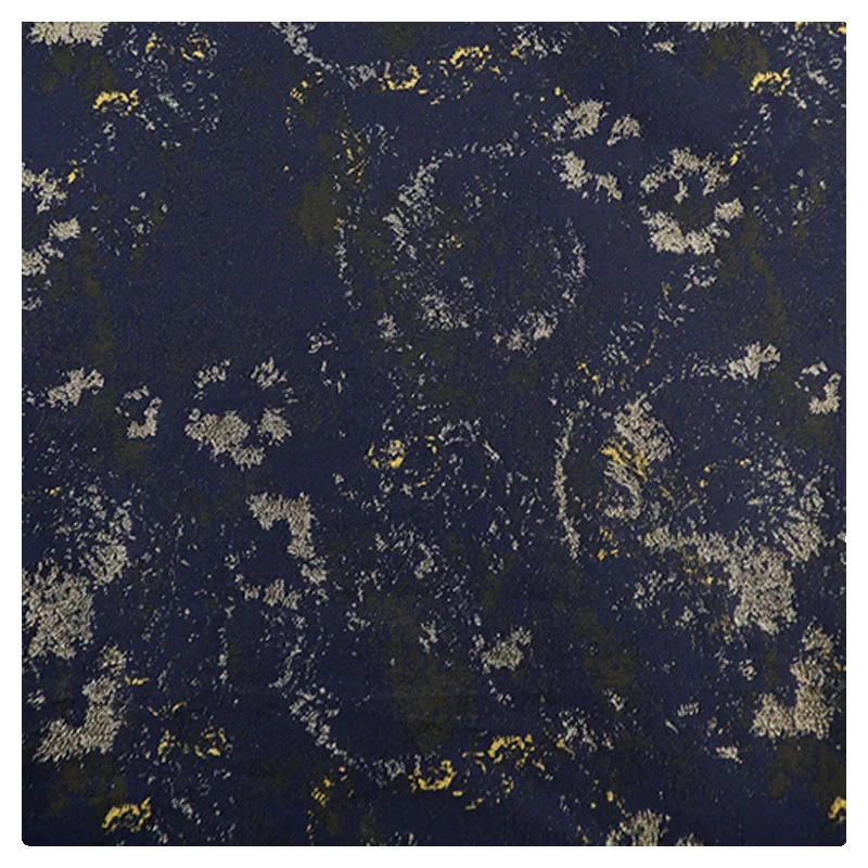 Fireworks Retro Blue Gold Texture Jacquard Fabric High Grade Gilded Dress Hanfu Clothing Designer Fabric