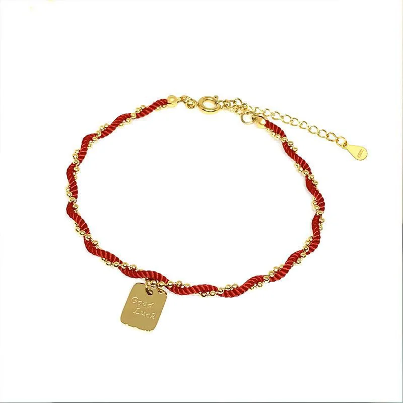 Ramos Ethnic Titanium Stainless Steel Red Rope Chain Bracelets Trendy Gold Plated Good Luck Charm Bracelet For Women