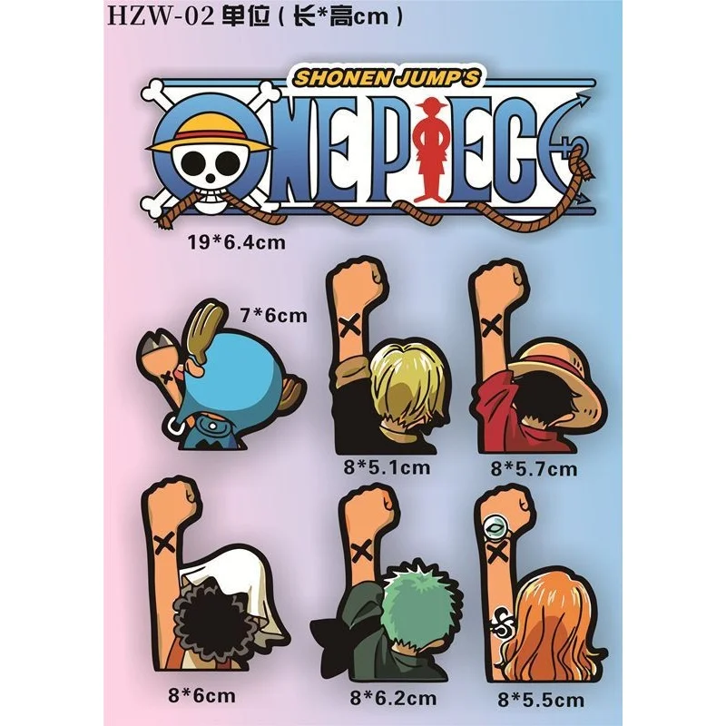 One Piece electric vehicle car sticker, cartoon decoration of Luffy, waterproof, personalized creative cover to hide scratches view 3
