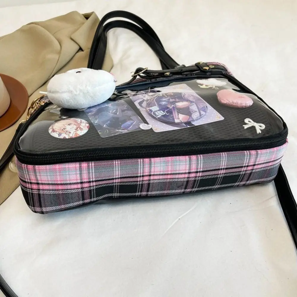 

Lovely Y2K Cartoon Anime Itabag Lattice Large Capacity JK Crossbody Bag Japanese Kawaii Transparent Shoulder Bag Outdoor