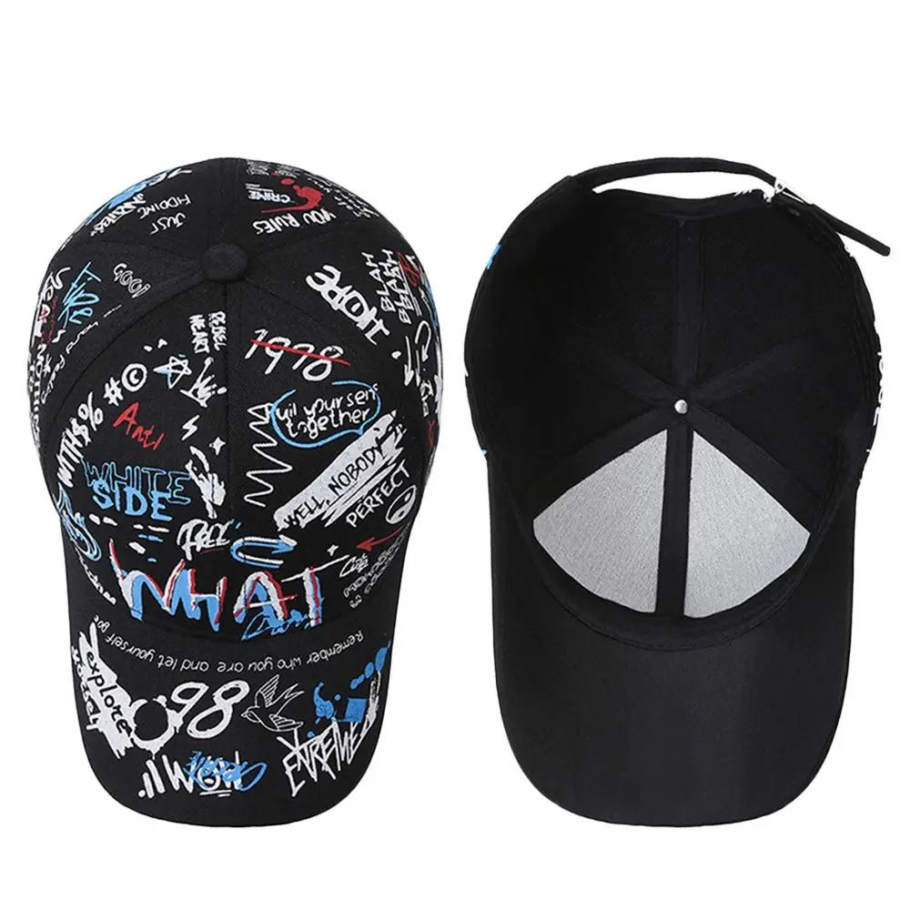 

Casual Letter Graffiti Baseball Cap Hip Hop Print Snapback Hat Outdoor Breathable Sun Hat for Men Women