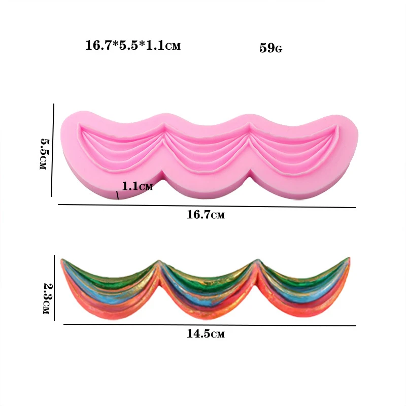 웨이브 패브릭 커튼 크라운 요리 도구 케이크 장식 실리콘 곰팡이 굽기 퐁당 설탕 보우 주방 액세서리