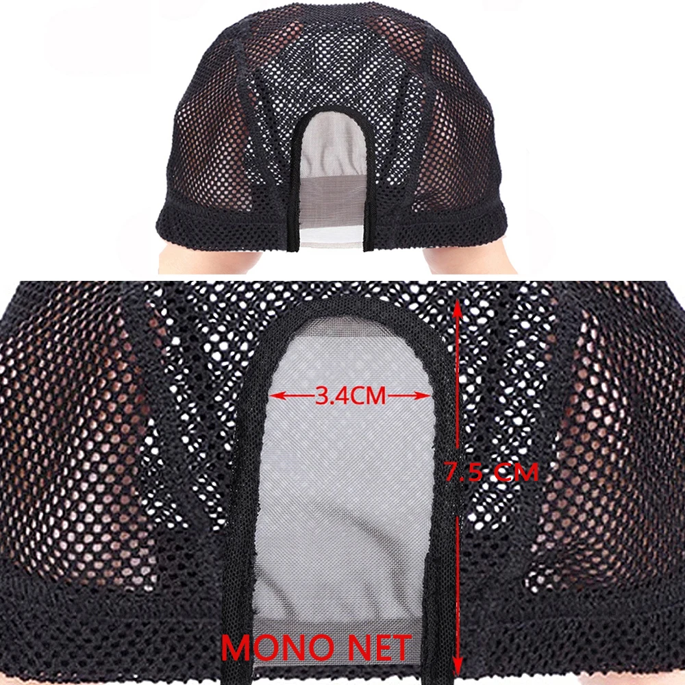 قبعة شعر مستعار سوداء مع شبكة دانتيل سويسري ، صناعة شعر مستعار بدانتيل كامل ، غطاء منسوج ، قاعدة شبكية ، آلة مصنوعة ، شبكة مطاطية ، 1 ks #3
