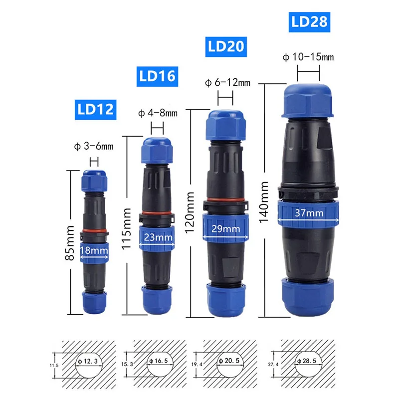 IP68 Solder-free Waterproof Connector 2 Plug 3 Core 4 Hole 5 Pin 6 Pole 7P Docking Male And Female Power Plug Aviation Socket