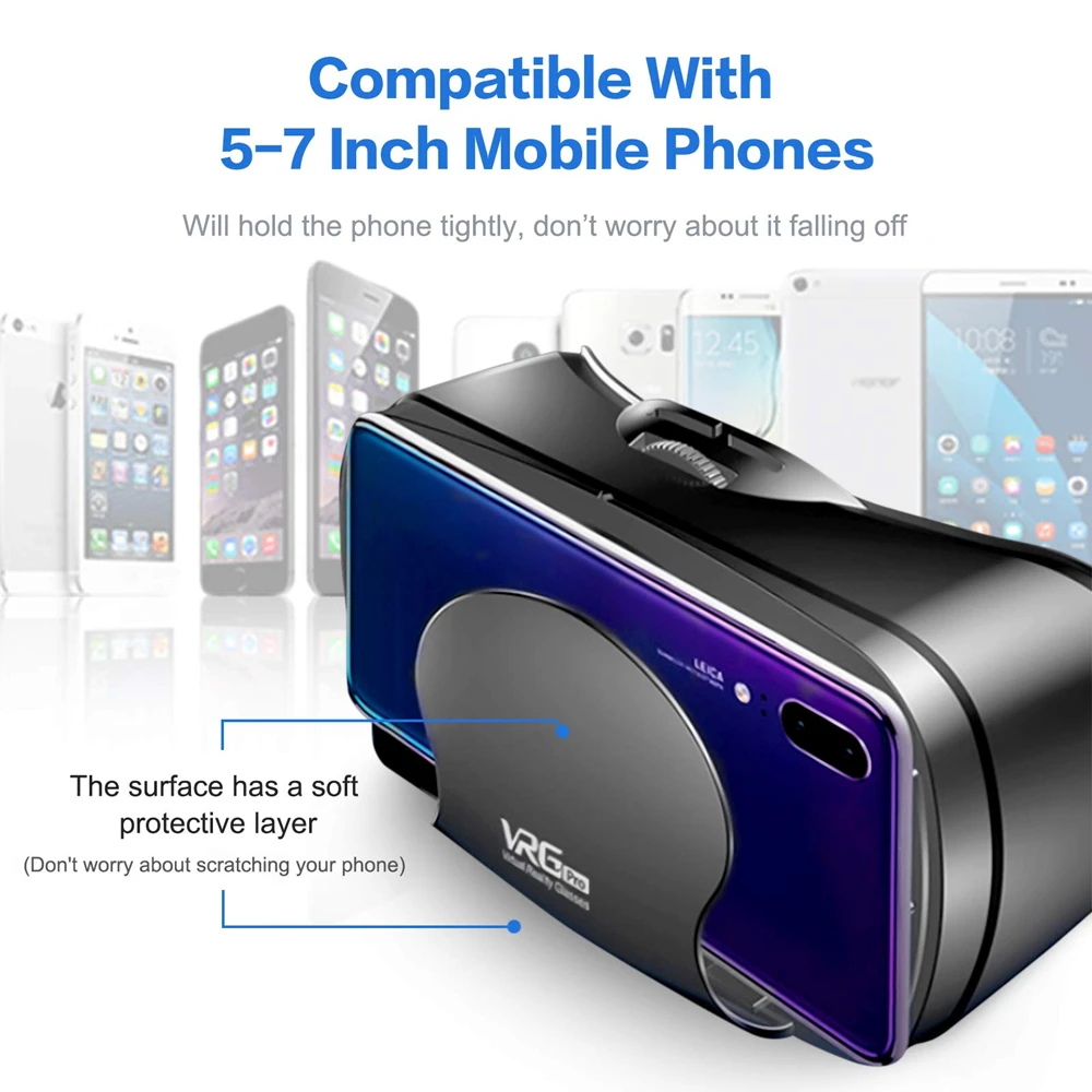 3D VR Headset Box Virtual Reality Helmet with Remote Control Smart Viar Goggles Devices For 5-7inch Cell Phone Smartphones