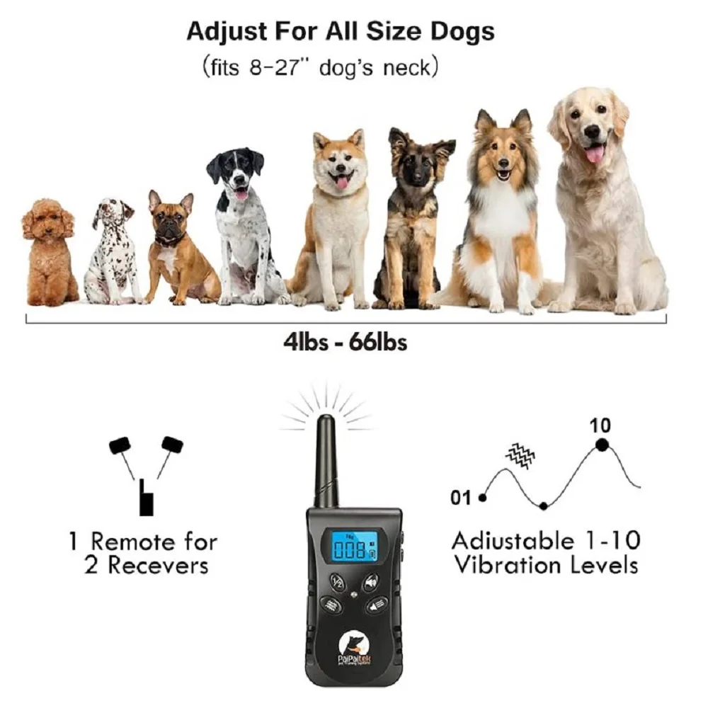 PaiPaitek 1600Ft Dog Training Collar with Remote,No Shock Vibration Collar for Deaf Dogs,Rechargeable Waterproof Dog Bark Collar