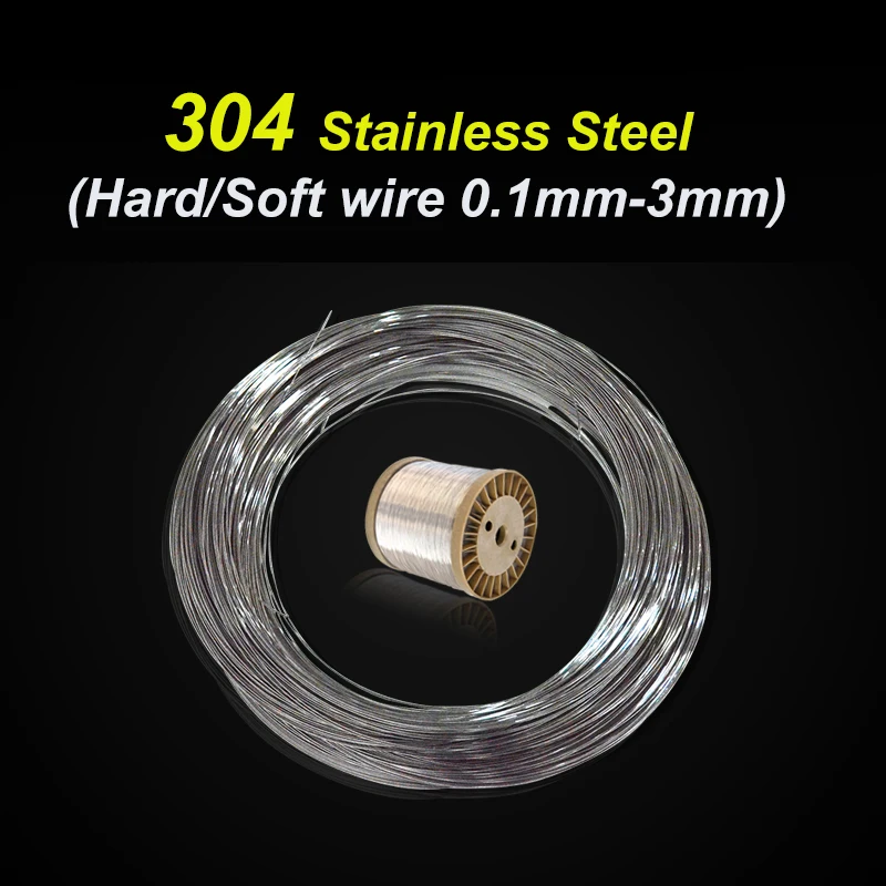 304 Stainless Steel Wire Hard/Soft Wire 0.1mm-3mm Length 1m/5m/10m Single Strand Bundled Soft Iron Wire Frame Steel Wire