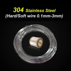 304 Stainless Steel Wire Hard/Soft Wire 0.1mm-3mm Length 1m/5m/10m Single Strand Bundled Soft Iron Wire Frame Steel Wire