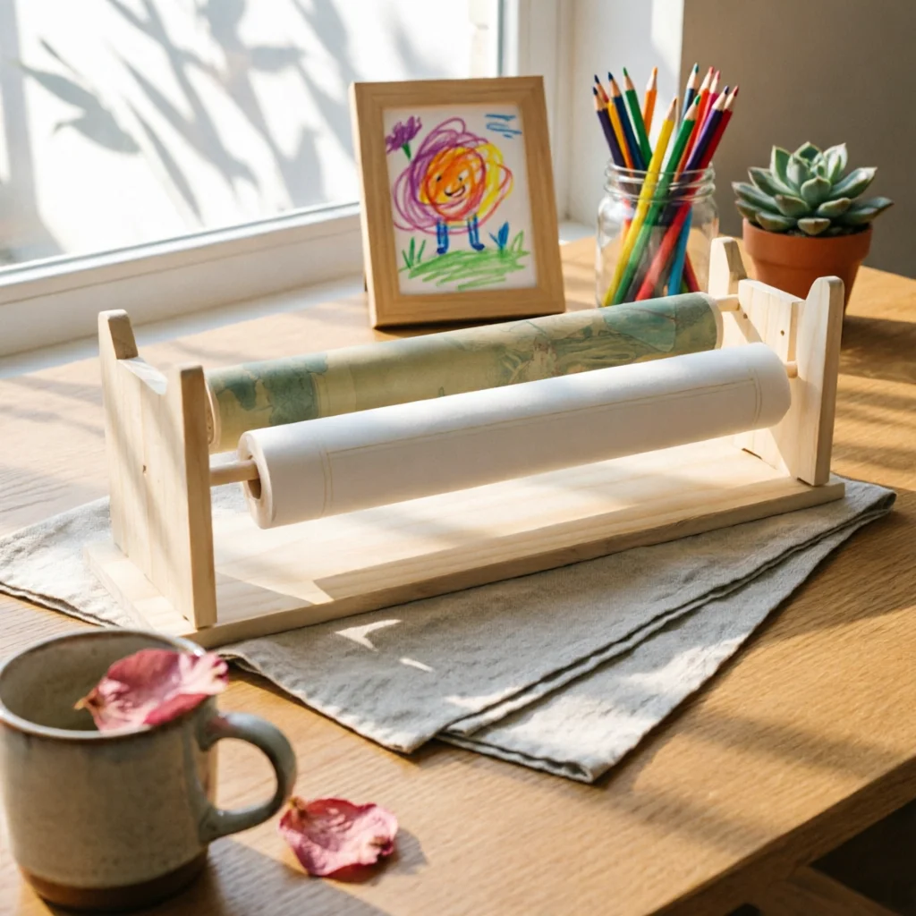 kids-drawing-easel-easy-to-assemble-scroll-paper-holder-wooden-scroll-easel-sturdy-desktop-drawing-stand-creative-for-children