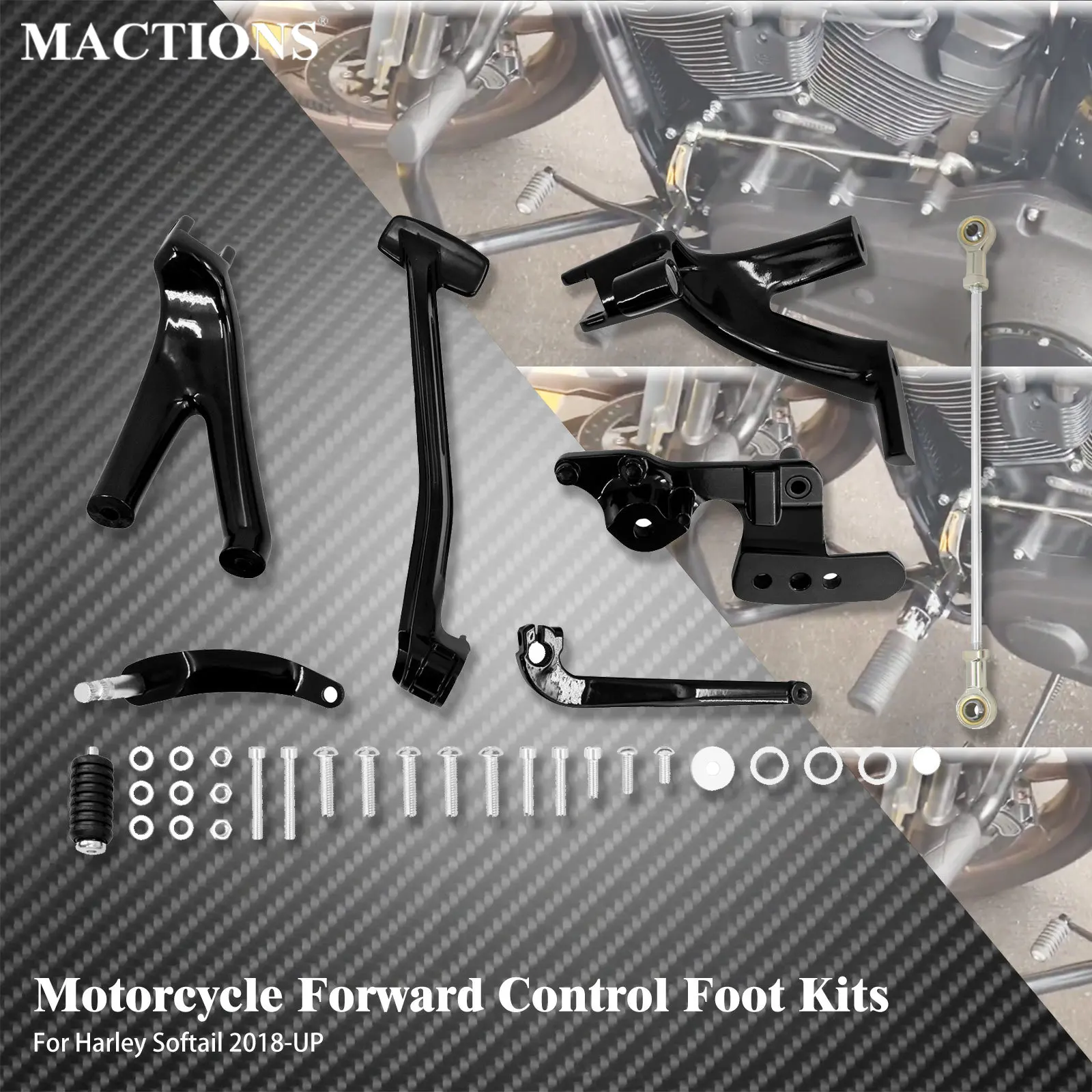 Motorcycle Forward Control Kits For Harley Softail Low Rider Street Bob FXLR FXDB FXST FXFB 18-UP Foot Pegs Rest Black Aluminum