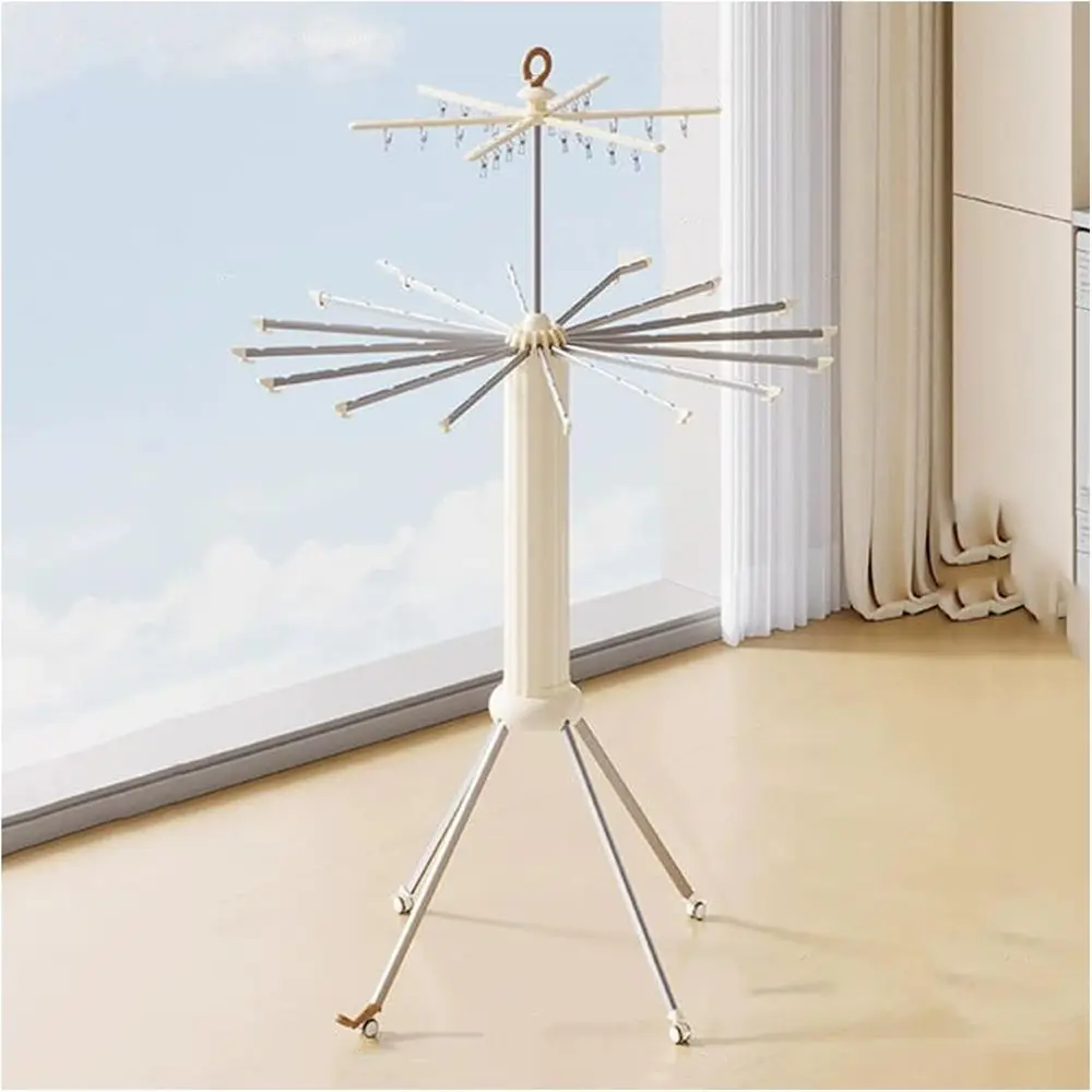 

Collapsible 4-Legged Drying Rack with 24 Racks and 16 Clotheslines, 360° Rotatable for Indoor/Outdoor Use (Color 1)