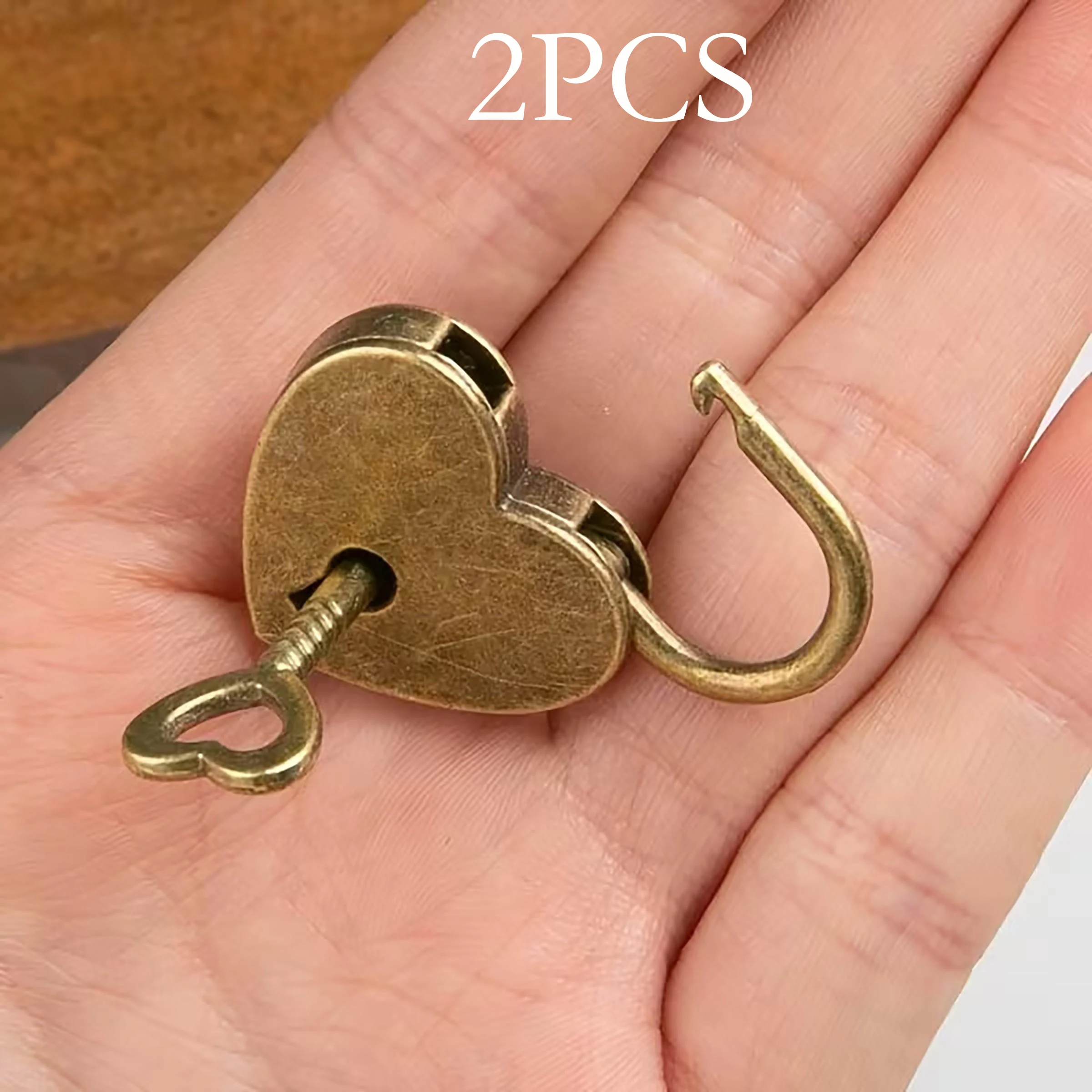 2 Set of Vintage-Colored Heart-Shaped Mini Locks, Padlocks Drawer Lock Heads Lock Hardware Door Locks Student Dormitory Cabinet