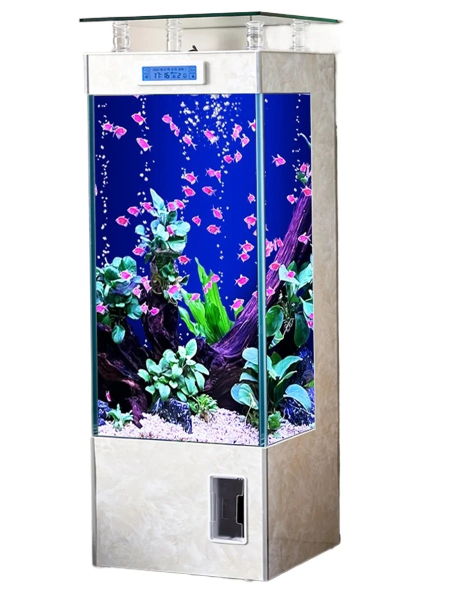

2025 Long - Lasting Square Fish Tank Living Room, Home Wall, White Glass Ecological Water Free Office, Koi Tank Aquarium